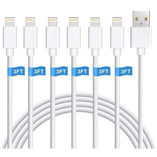 iPhone Charger, 6Pack 3FT Lightning Cable Sundix iPhone Charger Cable Charging Cord Compatible iPhone Xs MAX XR X 8 8Plus 7 7Plus 6s 6sPlus 6 6Plus SE 5 SE iPad iPod & More (white)