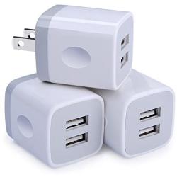 USB Wall Charger,Charging Adapter 3-Pack 2.1A Dual Port USB Wall Charging Plug Block Head Box Travel Charger Cubes Replacement iPhone 11 Pro Max XS XR X 8 7 6 Plus,iPad,iPod,Samsung,LG,Android Phone