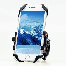 ELECFUN Motorcycle Phone Mount Bike Phone Holder with Silicone Band, 360° Rotatable Aluminum Bicycle Phone Mount Black, Fits for iPhone 11 Pro Max X XR Xs 7s 8 Plus Samsung S20 S7/S6, 2.4"-3.7"