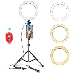 Emart 10-inch Selfie Ring Light with Adjustable Tripod Stand & Cell Phone Holder for Live Stream, YouTube Video, Makeup,Dimmable LED Camera Ringlight with 3 Light Modes & 11 Brightness Levels