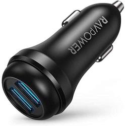 USB Car Charger RAVPower 36W Qc 3.0 Car Quick Charger Dual USB Ports Car Adapter for Galaxy S10+ S9+ S8+ Note 10+ Note 9+ Note 8, iPhone 11 Pro Max X XR XS Max and More