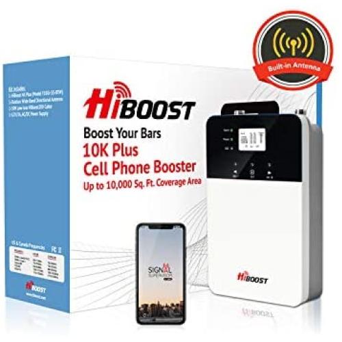 HiBoost Cell Phone Signal Booster for Home and Office Signal Extender Cellular Booster Signal Amplifier up to 4,000-10,000 Sq.Ft,Compatible AT&T, T-Mobile, Verizon, Sprint and More (10K Plus)