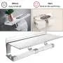 AOYAR Toilet Paper Holder, Double Toilet Paper Roll Holder, Toilet Paper Holder with Shelf, Space Aluminum Double Toilet Roll Holder for Toilet or Bathroom, Wall Mount with Screws and Self Paste Tool AOYAR Toilet Paper Holder, Double Toilet Paper Roll Holder, Toilet Paper Holder with Shelf, Space Aluminum Double Toilet Roll Holder for Toilet or Bathroom, Wall Mount with Screws and Self Paste Tool
