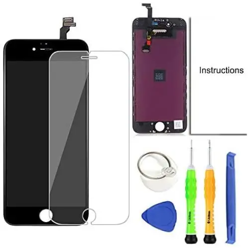 Compatible with iPhone 6 Replacement Screen Black - Compatible with iPhone 6 LCD Screen Digitizer Touch Display Frame Assembly Kit with Repair Tools + Glass Screen Protector, iPhone 6 4.7 Inch Only Compatible with iPhone 6 Replacement Screen Black - Compatible with iPhone 6 LCD Screen Digitizer Touch Display Frame Assembly Kit with Repair Tools + Glass Screen Protector, iPhone 6 4.7 Inch Only