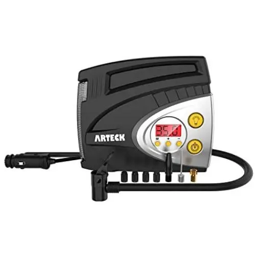 Tire Inflator, Arteck Portable 12V DC Tire Air Compressor Pump 150 PSI, Portable Digital Auto Tire Inflator with Gauge for Car, Bicycle, Motorcycle, Basketball and Others