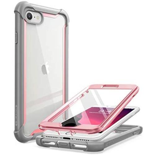 i-Blason Ares Clear Series Designed for iPhone SE 2020 Case/iPhone 7 Case/iPhone 8 Case, [Built-in Screen Protector] Full-Body Rugged Clear Bumper Case for iPhone SE 2020/ iPhone 8/ iPhone 7 (Pink)