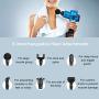 Muscle Massager, Electric Handheld Percussion Massager Gun for Deep Tissue and Fascia Soreness Relief, Rechargeable Cordless Drill Massager with 6 Attachments and Portable Carrying Case - Blue