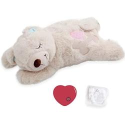 Dog Soft Plush Toy Pet Heart Beat Plush Bear Toy with Warmer Bag Puppy Anxiety Relief Toy for Puppy Dogs