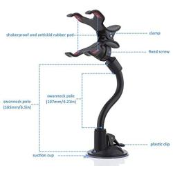 Car Phone Mount Windshield, Long Arm Clamp iVoler Universal Dashboard with Double Clip Strong Suction Cup Cell Phone Holder Compatible iPhone 11 Pro XS Max X 7 8 6 Plus Galaxy S9 S8 S7 Note 9 10