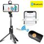 BACNUNN Selfie Sticks & Cell Phone Tripods Stand with Wireless Bluetooth Remote & Fill Light Mini Portable Extendable Selfie Stick for iPhone 11/XR/X/8/8Plus/7/7Plus/6s/6 Samsung Galaxy Android