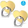 Cellphone Ring Holder Finger Kickstand (2 Pack) - ifab 360° Rotation/Sturdy/Reusable/Grip/Stand/Universal - Compatible with All Model Phones - Gold Heart