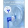 Earbuds, Vogek Tangle-Free Flat Cord Ergonomic in-Ear Headphones with Dynamic Crystal Clear Sound, Earphones with S/M/L Eartips Compatible with Samsung, Android Phone and More (Blue)