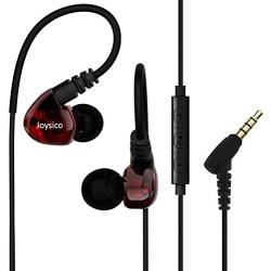 Joysico Sport Headphones Wired Over Ear In-ear Earbuds for Kids Women Small Ears Comfortable, Earhook Earphones for Running Exercise Jogging, Ear Buds with Microphone and Volume for Cell Phones Red