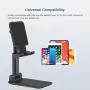 Cell Phone Stand, BoYata Adjustable Desk Phone Stand, Foldable Mobile Phone Holder Compatible with iPhone Xs Max Xr 8 7 6 6S Plus SE 5 5S 5C Charging, Accessories Desk, Other 4-7.9" Smart Phones-Black
