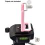 DaVoice Cell Phone Tripod Adapter Mount Holder Clamp Compatible with iPhone X XS Max XR Se 8 7 6 Plus Samsung Galaxy S9 S8 S7 Adjustable Smartphone Bracket Clip Cellphone Attachment (Light Pink)