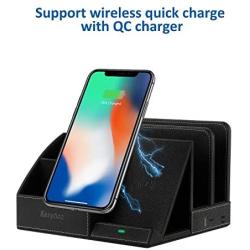 EasyAcc Fast Wireless Charger Desk Organizer USB Charging Station, Multi-Device iPhone iPad Tablet Charging Station Dock Stand, Induction Charger for iPhone 11 Pro X XS MAX XR 8, Samsung S10 S10e S9