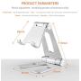 POKANIC Cell Phone Fully Foldable Stand Dock Holder Cradle Mount Organizer Charger Station Table Desk Bed Office School Kitchen Travel Portable Adjustable Multi-Angle Aluminum Non-Slip (Silver)
