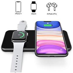 Wireless Charger, 3 in 1 Qi Wireless Charging Pad Compatible for iPhone SE/11/11 Pro/XS Max/XR/XS/X/8/8P, Galaxy S20/Note 10/S10/S9/S8/Note 8, iWatch 5/4/3, Airpods 2/Pro, All Qi-Enabled Devices