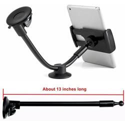 Car Mount,DHYSTAR Cell Phone and Mini Tablet Windshield Dashboard Long Arm Car Holder Truck Mount Cradle for Most Smart Phones,7-8inch Tablets,GPS,with Two Size Holders Clamps