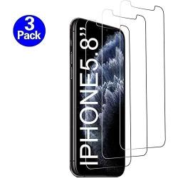 iPhone Xs/iPhone X/iPhone 11 Pro Screen Protector,JIOM Anti-Scratch High Definition Bubble Free Anti-Fingerprint Tempered Glass Screen Protector Compatibler iPhone X/Xs/11 Pro [Clear,3-Pack]