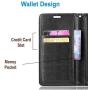 STARSHOP- LG Aristo 5 Phone Case, Phoenix 5 / Tribute Monarch / K8X / Risio 4 / Fortune 3 Case, Included [Tempered Glass Screen Protector], Premium Leather Wallet Pocket Credit Card Slots - Black