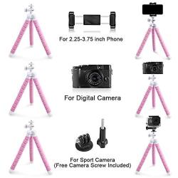 Phone Tripod, UBeesize Portable and Adjustable Camera Stand Holder with Wireless Remote and Universal Clip, Compatible with iPhone, Android Phone, Sports Camera GoPro - Pink 2020