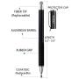 MEKO(TM) (2 Pcs)[2 in 1 Precision Series] Disc Stylus/Styli Bundle with 4 Replaceable Disc Tips, 2 Replaceable Fiber Tips for All Touch Screen Devices - (Black/Gold)