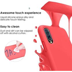 Vinve Samsung Galaxy A50 Case with Tempered Glass Screen Protector [2 Pack], Liquid Silicone Slim Fit Drop Protection Case for Galaxy A50 (Red)