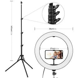 Ring Light, 14" Led Ring Light with Stand, Phone Holder, Remote, 5500K Dimmable Ringlight for YouTube/Video/TikTok/Photography/Vlogger/Streaming Compatible for iPhone Android Phone and Camera