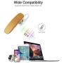 Wireless Headset with Mic - GLCON Noise Cancellation Wireless Headset for iPhone Xs Max X 8 7 Plus Samsung Android - Handsfree Stereo Sound Cell Phone Earbuds for Business Office Driving (Gold)