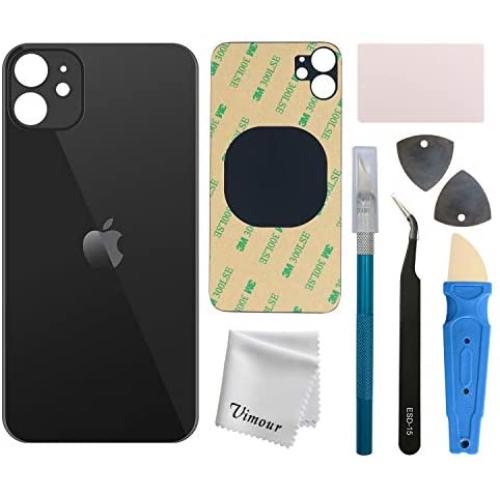 Vimour Back Glass Replacement for iPhone 11 6.1 Inches All Carriers with Pre-Installed Adhesive and Repair Tool Kits (Black)