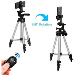 Phone Tripod Mount for iPhone with Remote 360° Rotation Smartphone Holder Phone Adapter Clip Compatible with iPhone 11 Pro Xs Max XR X 8 7 6 6s Plus Samsung Nexus