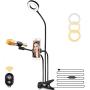 Selfie Ring Light with Microphone Holder & Phone Holder, Clamp-on Flexible Gooseneck Arms, 3 Light Modes, 10 Brightness Levels, Compatible with Smart Phones for Ins, YouTube, FB (Black)