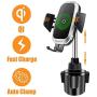 Cup Holder Phone Mount Wireless Car Charger, NeotrixQI Auto Clamping Qi 10W Fast Charging Cell Phone Holder Compatible with iPhone 11 Pro Xs Max XR X 8 Plus, Samsung Galaxy S10 S9 S8 Note 10, Moto, LG