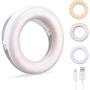 Mini Selfie Light Hiya-Naya Ring Lights Hollow Selfie Light-Rechargeable Increased Battery Capacity Portable Clip-on Selfie Fill Light 4-Level Brightness for Phone, IPad, PC