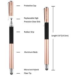 Mixoo Capacitive Stylus Pen, Disc & Fiber Tip 2 in 1 Series, High Sensitivity and Precision, Universal for ipad, iPhone, Tablets and Other Touch Screens, Model: Rose Gold