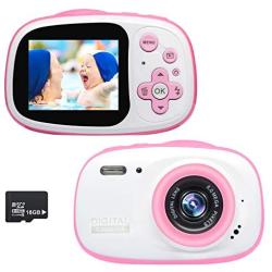 Kids Camera,8MP HD Kids Waterproof Camera Mini Gift Digital Camera for Kids Support MP3MP4 with 2.0 Inch IPS HD Screen,Puzzle Game,USB Rechargeable Kid Outdoor Camera for Boy Girls Gift(Pink)