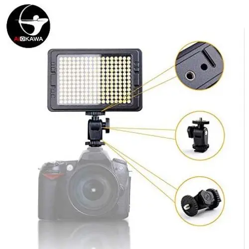 AIOKAWA Premium On Camera Video Light Photo Dimmable 204 LED Panel with 1/4&quot Thread for Canon, Nikon, Sony and Other DSLR Cameras, Bi-Color 3200K-5600K Bright LED Fill Light [10 Year Warranty!]