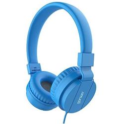 Kids Headphones for Boys, Comfortable Corded Foldable Headset for Children & Toddlers, Soft On-Ear Lightweight Child Earphones for Tablet, Cellphone, Computer, School & Kindergarten Kids (Blue)