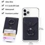 YUNCE Ring Stand Stick on Wallet Cell Phone Slim Leather Wallet Stick on Wallet Credit Card RFID Blocking Sleeve Black