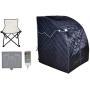 ZONEMEL Oversize Portable Far Infrared One Person Sauna, Home Spa Detox Therapy, Heated Floor Pad, Upgrade Chair (Black)