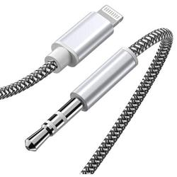 Aux Cord for iPhone, Lcueguk 3.5mm Aux Cable Compatible with iPhone 11/7/X/8/8 Plus/XS Max/XR to Car Stereo/Speaker/Headphone Adapter, Support Newest iOS 11.4/12/13.1 Version or Later (Silver)