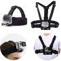 Action Camera Accessories Handlebar Head Chest Mount Strap Harness Adaptor with Cell Phone Clip for Sony Action Cam/XiaoMi YI 4K+4K,Lite/Gopro Hero/iPhone Xs Max XS XR 8+7+6+5 Any Cellphone Selfie