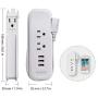 Small Power Strip with USB - NTONPOWER 2 Outlets 3 USB Portable Desktop Charging Station with 15 inches Wrapped Short Extension Cord, Travel Power Strip for for Hotel, Cruise, Home and Office - White