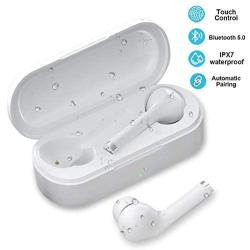 Wireless Earbuds Headset Bluetooth 5.0 TWS Noise Canceling Stereo Headphones for iPhone Android, Waterproof Touch Control Earphones with Charging Case (White)