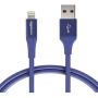 AmazonBasics USB A Cable with Lightning Connector, Premium Collection, MFi Certified Apple iPhone Charger, 3 Foot, Blue