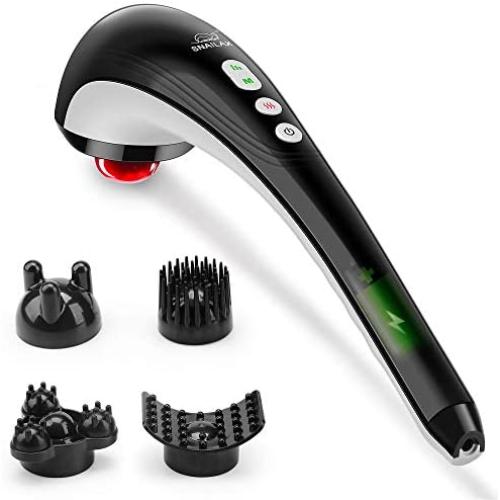 Snailax Cordless Handheld Back Massager - Rechargeable Percussion Massage with Heat, Deep Tissue Massager for Neck Shoulder Waist Leg Foot Back Pain Relief, Portable Wand Massager for Full Body