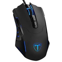 PICTEK Gaming Mouse Wired [7200 DPI] [Programmable] [Breathing Light] Ergonomic Game USB Computer Mice RGB Gamer Desktop Laptop PC Gaming Mouse, 7 Buttons for Windows 7/8/10/XP Vista Linux, Black