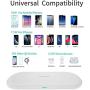CHOETECH Dual Fast Wireless Charger, 5 Coils Qi Certified 2 in 1 Wireless Pad Compatible with iPhone SE 2020/11/11 Pro/11 Pro Max/XS Max/X, Galaxy S20+/S10/Note 10, AirPods Pro(No AC Adapter)
