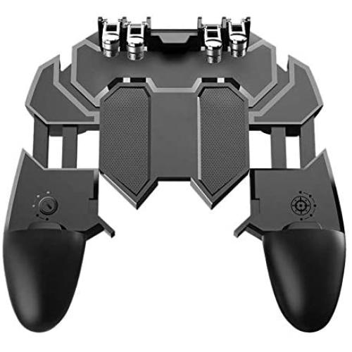 Mworld2 Mobile Game Controller with L1R1 L2R2 Triggers, Mobile Controller 6 Fingers Operation, Joystick Remote Grip for 5.5” -6.5” Android and iOS Cellphone Gamepad Accessories